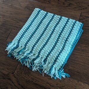 Vintage Grandma Crochet Throw Blanket Fringe